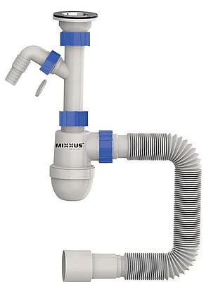 Сифон для умивальника mixxus su-02-b 1 1/2"x40 з литим випуском та відводом для пральної машини (mi8185)