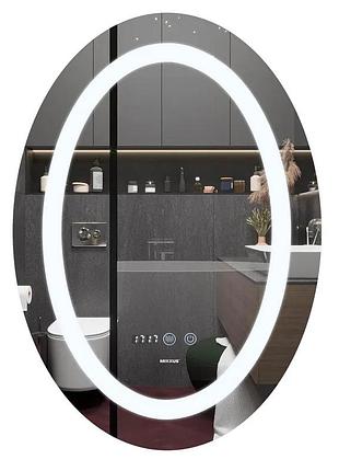 Зеркало mixxus plain mv02-60x80 с led touch, anti-fog, диммером, регулятором яркости, часами (mi6933)