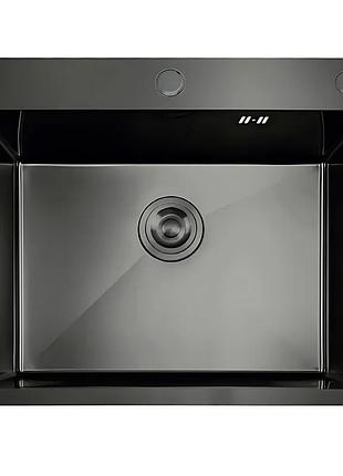 Мойка из нержавеющей стали mixxus mh5843 decor nano-black (3.0/0.8) цвет графит (mi7042)