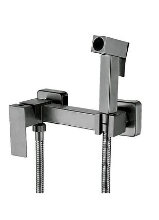 Смеситель настенный с гигиеническим душем mixxus kub-222 graphite с нерж.стали sus304 (mi6846)