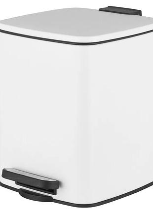 Ведро для мусора с плавным закрытием квадратное zerix kubix-tc0106 white 6 л (цвет белый) (zx6109)