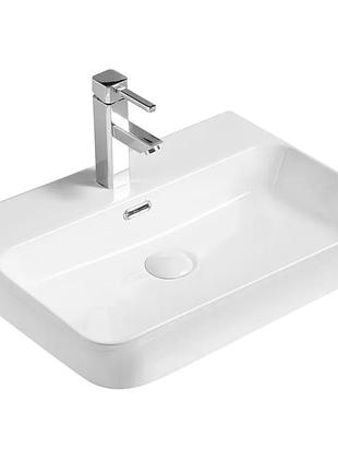 Умывальник накладной керамический mixxus premium bevel-0202 с переливом 560x415x125mm (mp6481)