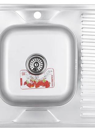 Мийка кухонна zerix z6060l-06-160md (micro decor) (zs0585)