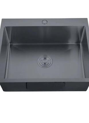 Мойка zerix zh5045-215 nano-black (3.0/0.8) из нерж. стали (mx1580)
