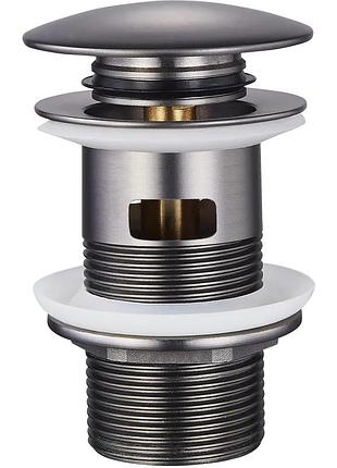 Донный клапан для раковины с переливом zerix bv-09 gray 1 1/4" автоматический click-clack (цвет графит) (my0415)