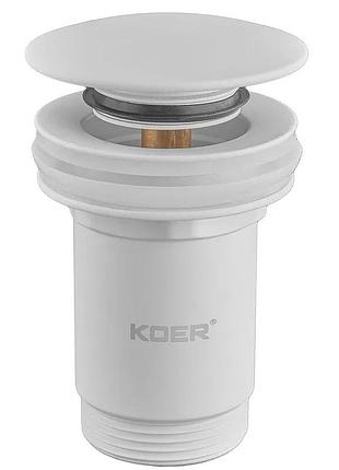 Донний клапан для раковини koer pw-08-03 1 1/4'' без переливу автоматичнийсlick-сlack (колір білий) (kr5787)