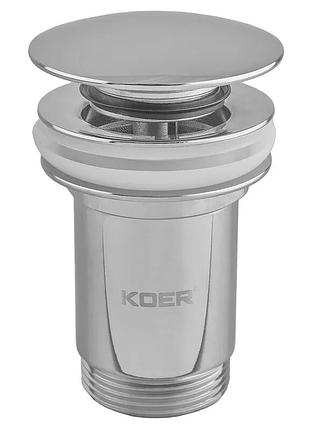 Донный клапан для раковины koer pw-08-01 1 1/4'' без перелива автоматический сlick-сlack (цвет хром) (kr5786)