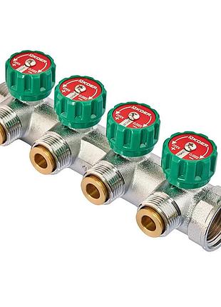 Колектор для теплої підлоги koer kr.1127-4 - 1"x4 - 3/4 ways (євроконус-площина) (kr4948)