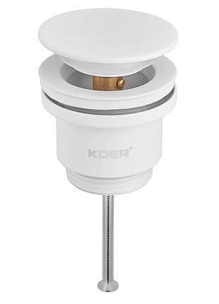 Донный клапан для раковины koer pw-11-03 1 1/4'' универсальный (с/без перел) сlick-сlack (цвет белый) (kr5791)