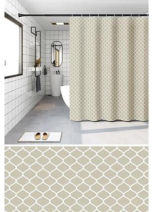 Шторка для ванной zerix scp-014-180x200 из peva (полиэтиленвинилацетата) (узор "ромбы" бежевый) (zx6087)