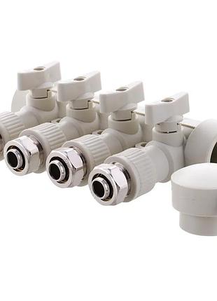 Распределительный коллектор отопления 4-way с фитингом (40x20) ppr koer k0192.pro (kp2557)