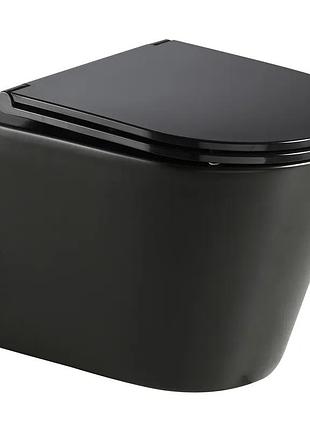 Унитаз подвесной mixxus premium bevel-0301-r black 515x355x365mm, система смыва rimless (mp6471)