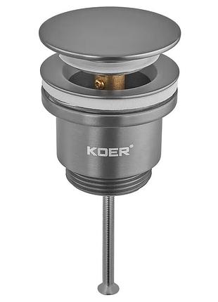 Донный клапан для раковины koer pw-11-07 1 1/4'' универсальный (с/без перел) сlick-сlack (цвет графит) (kr5793)