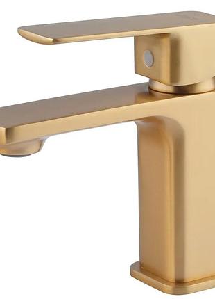 Смеситель для умывальника haiba kubus 001 brushed gold (hb9622)