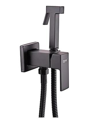 Змішувач для гігієнічного душу zerix leb9-123 black (з лійкою) (кол. чорний) (zx5572)