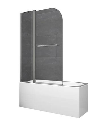 Шторки скляні на ванну koer sr bs04-95x140-tr-07 прозоре скло 6мм, графіт (kr5404)