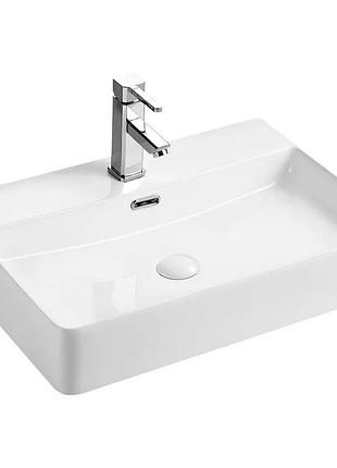 Раковина подвесная-накладная mixxus premium quadro-0204 600х420х130mm (отверстие под смеситель, перелив) (mp6719)