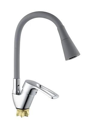 Змішувач для кухні з силіконовим виливом champion yub 011-181 (nut) refl.grey (mi6422)