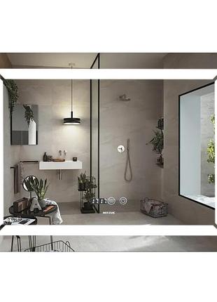 Зеркало mixxus light mr01-70x50 с led touch, anti-fog, диммером, регулятором яркости, часами (mi6000)