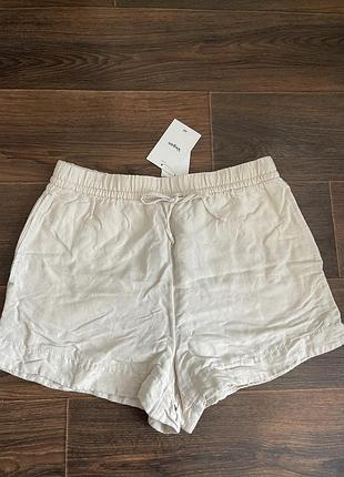 Лляні бежеві шорти h&m