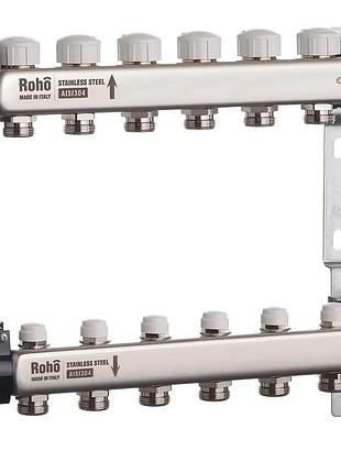 Коллектор с термостатическими и запорными клапанами roho r805-06 - 1"х 6-ти. (ro0060)