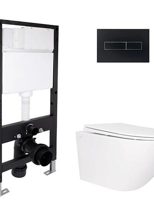 Готовое решение qtap для ванной комнаты: подвесной унитаз jay rimless 520x360x320 + комплект инсталляции standard (линейная кнопка