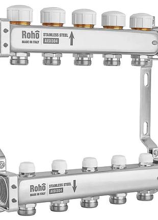 Коллектор с термостатическими и запорными клапанами roho r805-05m - 1"x 5 вых. (ro1045)