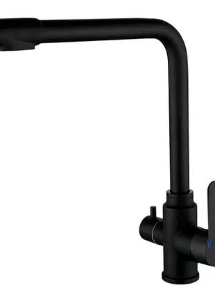 Смеситель для кухни zerix dax-021 black из вых. для питьевой воды (нерж. сталь) (zx4825)