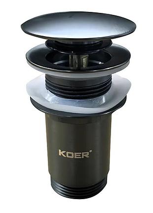 Донный клапан для раковины koer pw-08-07 1 1/4" без перелива автоматический click-clack (цвет графит) (kr6484)