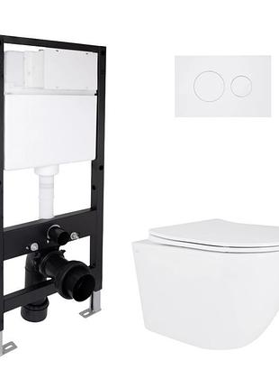 Готовое решение qtap для ванной комнаты: подвесной унитаз robin ultra quiet 490x365x325 + комплект инсталляции standard (круглая