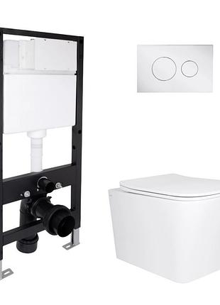 Готовое решение qtap для ванной комнаты: подвесной унитаз tern ultra quiet 525x345x360 + комплект инсталляции standard (круглая