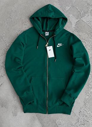 Зіп-худі nike смарагдове з капюшоном, кофта найк на блискавці на кожен день, бавовняна зипка з логотипом унісекс l
