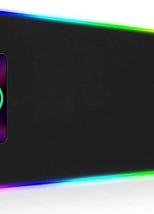 Коврик для мыши gim 800x300 мм с беспроводной зарядкой 15 вт и rgb