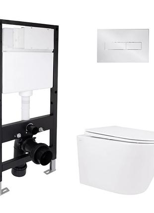 Готовое решение qtap для ванной комнаты: подвесной унитаз swan rimless 520x360x320 + комплект инсталляции standard (линейная