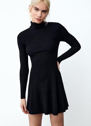 Чорна сукня міні в рубчик zara