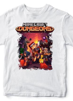 Футболка з принтом "minecraft" майнкрафт 2 білий, xl
