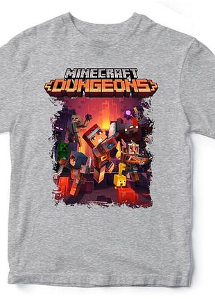 Футболка с принтом "minecraft" майнкрафт 2 серый, xl