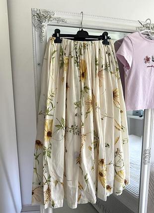 Пишна бавовняна спідниця h&m, натуральна спідниця, спідниця міді, легка спідниця, літня спідниця