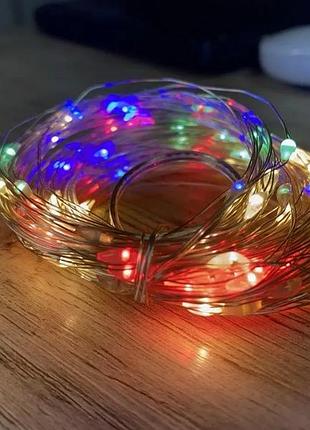 Музична світлодіодна гірлянда 10 м 100 led з прозорим дротом usb rgb / новорічна кімнатна прикраса з 8 мелодіями для дому