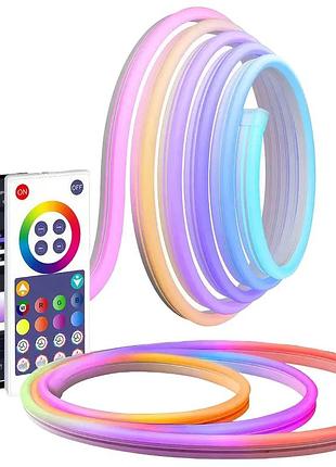 Гибкая неоновая светодиодная rgb лента 5 метров с usb питанием и bluetooth управлением через телефон для декора