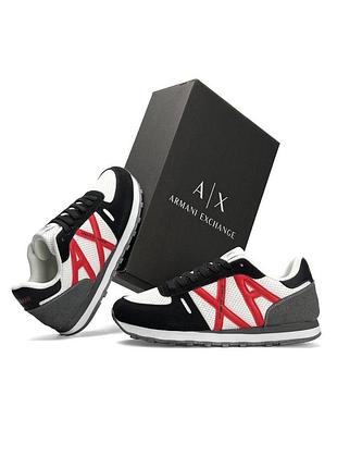 Чоловічі кросівки armani exchange black white red