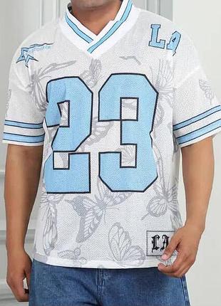 Спортивная мужская футболка new era la 23 california jersey white off original 3xl-4xl nike x jordan