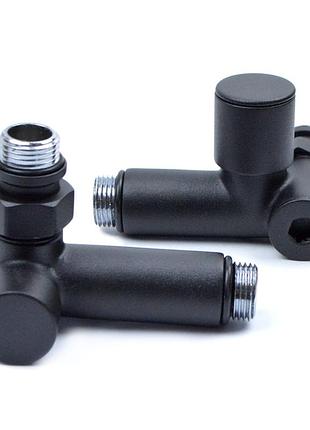 Кран угловой под тэн 1/2"х1/2" (чёрного цвета) 2шт.