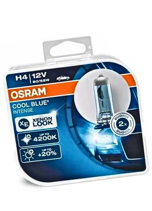 Лампа галогеновая osram cool blue intence +20% н-4 12v 55w 4200k