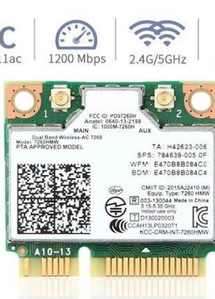 Ac 7260hmw mini pci-e дводіапазонна бездротова мережева карта 2,4 /5 ггц bluetooth 4.0 802.11ac/a/b/g з підтримкою windows 7, 8, 10