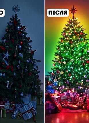 Умная светодиодная rgb гирлянда 200 led 10 нитей по 2 м от сети 220 в управление wi-fi app / смарт подсветка на елку