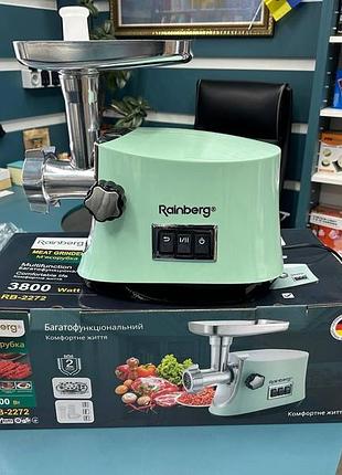 Электрическая шнековая мясорубка 3800 вт с функцией реверса и насадками для приготовления фарша