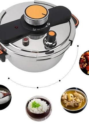 Электрическая пароварка-скороварка серого цвета из матовой нержавеющей стали / многофункциональная бытовая техника для быстрого
