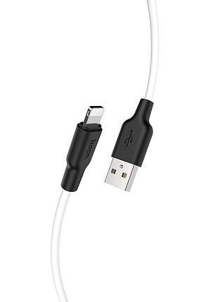 Кабель hoco x21 plus usb to ip 2.4a, 2m, silicone, silicone connectors, black+white