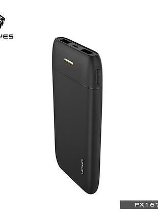 Портативный внешний аккумулятор повербанк на 10000 mah с индикатором заряда и двумя портами для смартфона